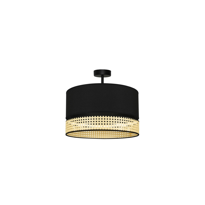 Duolla - Πλαφονιέρα οροφής DOUBLE RATTAN 1xE27/15W/230V διάμετρος 40 cm μαύρο/μπεζ