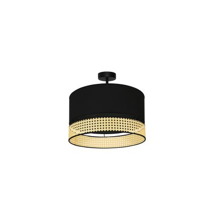 Duolla - Πλαφονιέρα οροφής DOUBLE RATTAN 1xE27/15W/230V διάμετρος 40 cm μαύρο/μπεζ