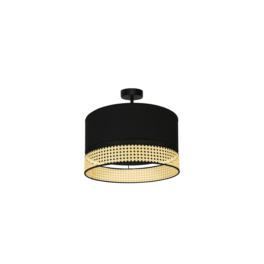 Duolla - Πλαφονιέρα οροφής DOUBLE RATTAN 1xE27/15W/230V διάμετρος 40 cm μαύρο/μπεζ