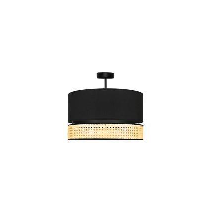 Duolla - Πλαφονιέρα οροφής DOUBLE RATTAN 1xE27/15W/230V διάμετρος 40 cm μαύρο/μπεζ