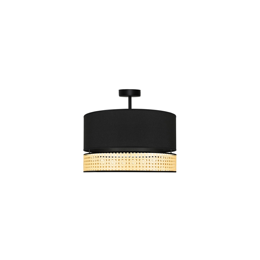 Duolla - Πλαφονιέρα οροφής DOUBLE RATTAN 1xE27/15W/230V διάμετρος 40 cm μαύρο/μπεζ
