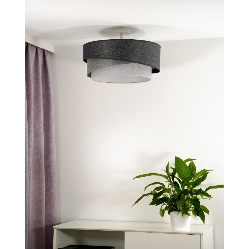 Duolla - Πλαφονιέρα οροφής KOBO 1xE27/15W/230V διάμετρος 45 cm γκρι/λευκό