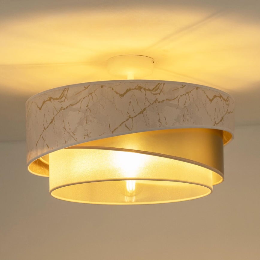 Duolla - Πλαφονιέρα οροφής KOBO 1xE27/15W/230V διάμετρος 45 cm λευκό/χρυσαφί