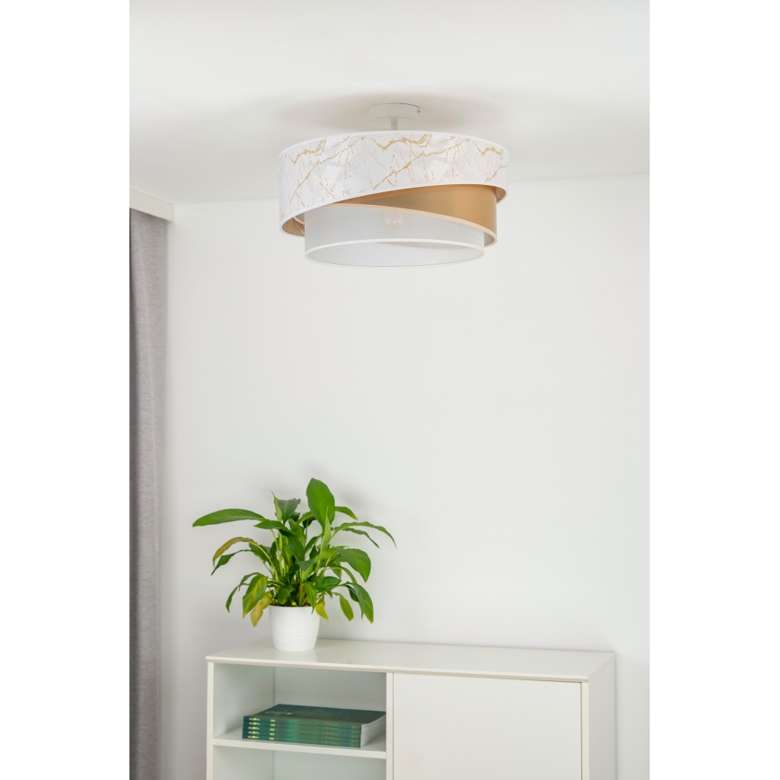 Duolla - Πλαφονιέρα οροφής KOBO 1xE27/15W/230V διάμετρος 45 cm λευκό/χρυσαφί