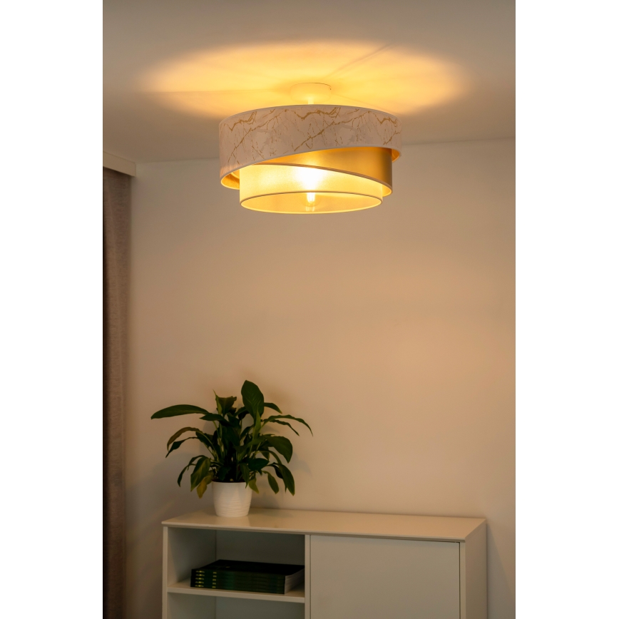 Duolla - Πλαφονιέρα οροφής KOBO 1xE27/15W/230V διάμετρος 45 cm λευκό/χρυσαφί
