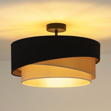 Duolla - Πλαφονιέρα οροφής KOBO 1xE27/15W/230V διάμετρος 45 cm μαύρο/χρυσαφί/κρεμ