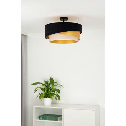 Duolla - Πλαφονιέρα οροφής KOBO 1xE27/15W/230V διάμετρος 45 cm μαύρο/χρυσαφί/κρεμ
