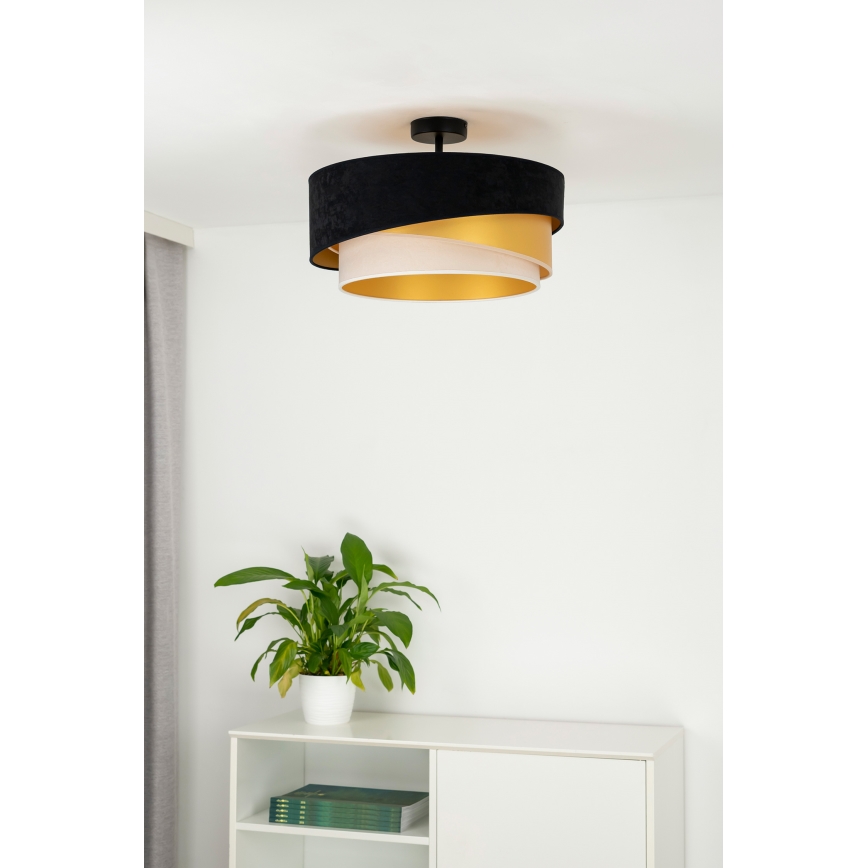 Duolla - Πλαφονιέρα οροφής KOBO 1xE27/15W/230V διάμετρος 45 cm μαύρο/χρυσαφί/κρεμ