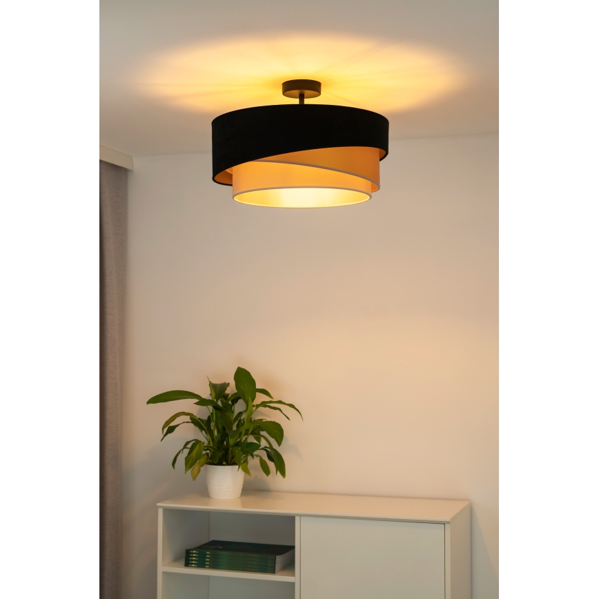 Duolla - Πλαφονιέρα οροφής KOBO 1xE27/15W/230V διάμετρος 45 cm μαύρο/χρυσαφί/κρεμ