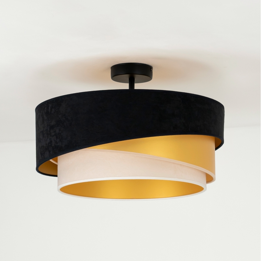 Duolla - Πλαφονιέρα οροφής KOBO 1xE27/15W/230V διάμετρος 45 cm μαύρο/χρυσαφί/κρεμ