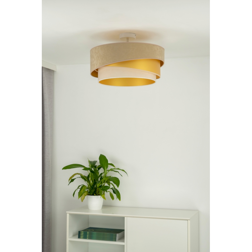 Duolla - Πλαφονιέρα οροφής KOBO 1xE27/15W/230V διάμετρος 45 cm μπεζ/χρυσαφί/κρεμ