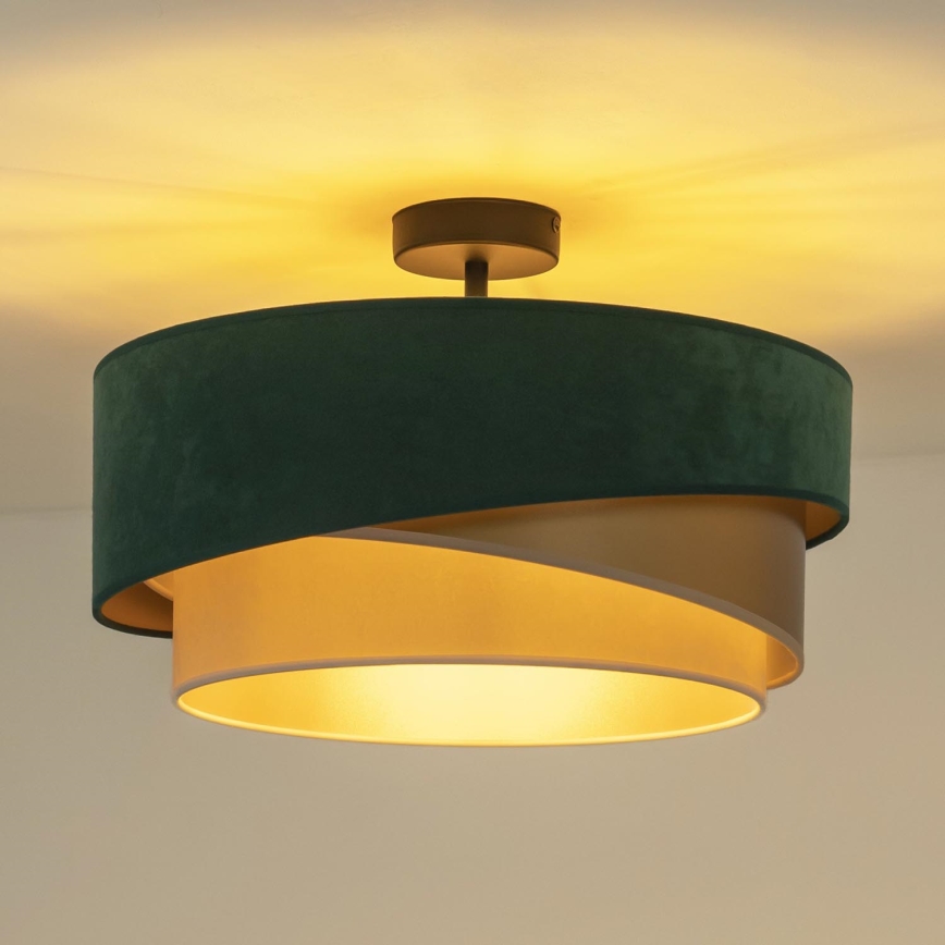 Duolla - Πλαφονιέρα οροφής KOBO 1xE27/15W/230V διάμετρος 45 cm πράσινο/χρυσαφί/κρεμ