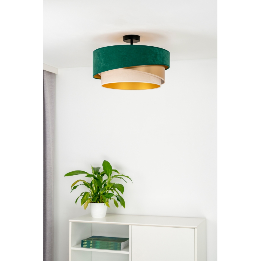 Duolla - Πλαφονιέρα οροφής KOBO 1xE27/15W/230V διάμετρος 45 cm πράσινο/χρυσαφί/κρεμ