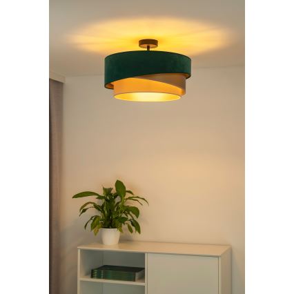 Duolla - Πλαφονιέρα οροφής KOBO 1xE27/15W/230V διάμετρος 45 cm πράσινο/χρυσαφί/κρεμ