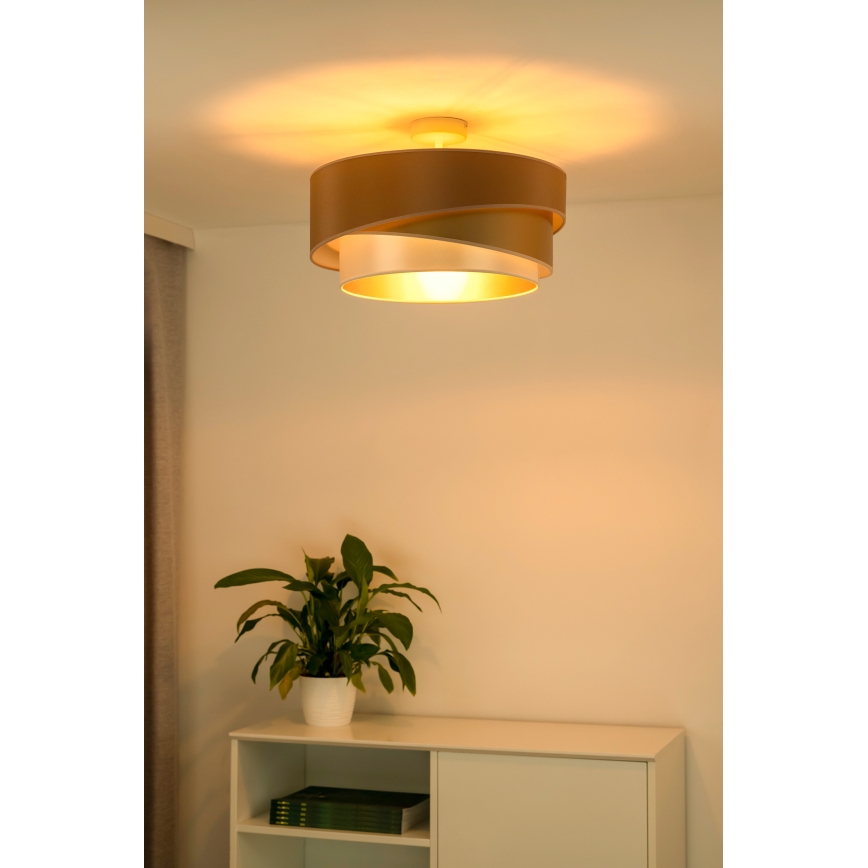 Duolla - Πλαφονιέρα οροφής KOBO 1xE27/15W/230V διάμετρος 45 cm χαλκός/χρυσαφί/λευκό