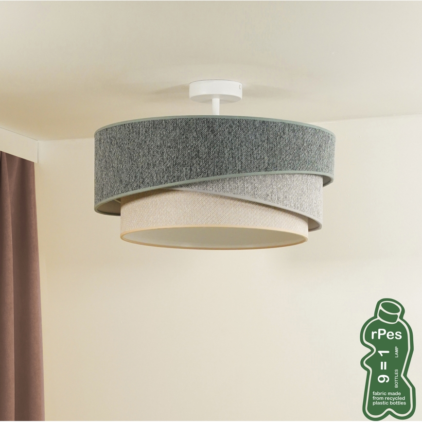 Duolla - Πλαφονιέρα οροφής KOBO ECO RECYCLING 1xE27/15W/230V διάμετρος 45 cm πράσινο/γκρι/κρεμ