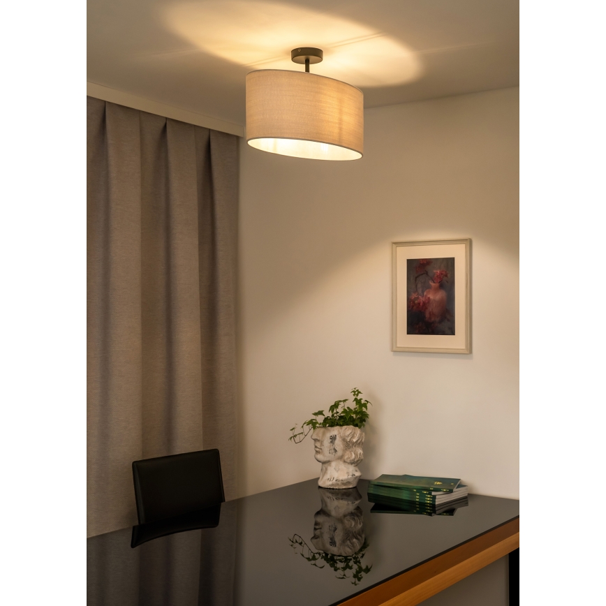 Duolla - Πλαφονιέρα οροφής OVAL 1xE27/15W/230V γκρι