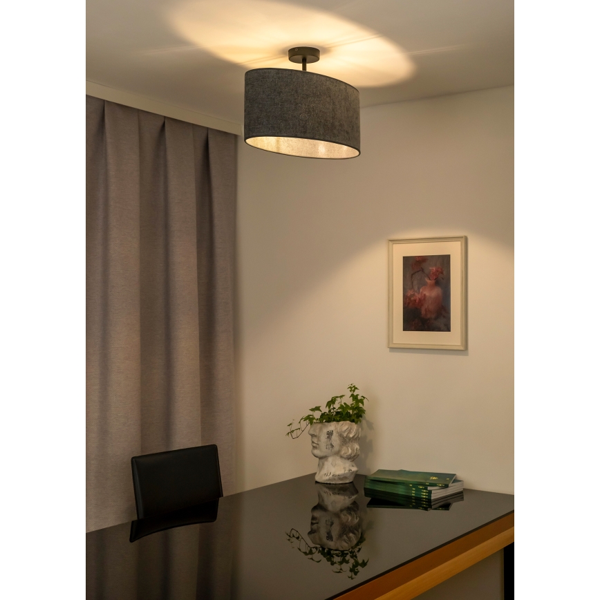 Duolla - Πλαφονιέρα οροφής OVAL 1xE27/15W/230V γκρι