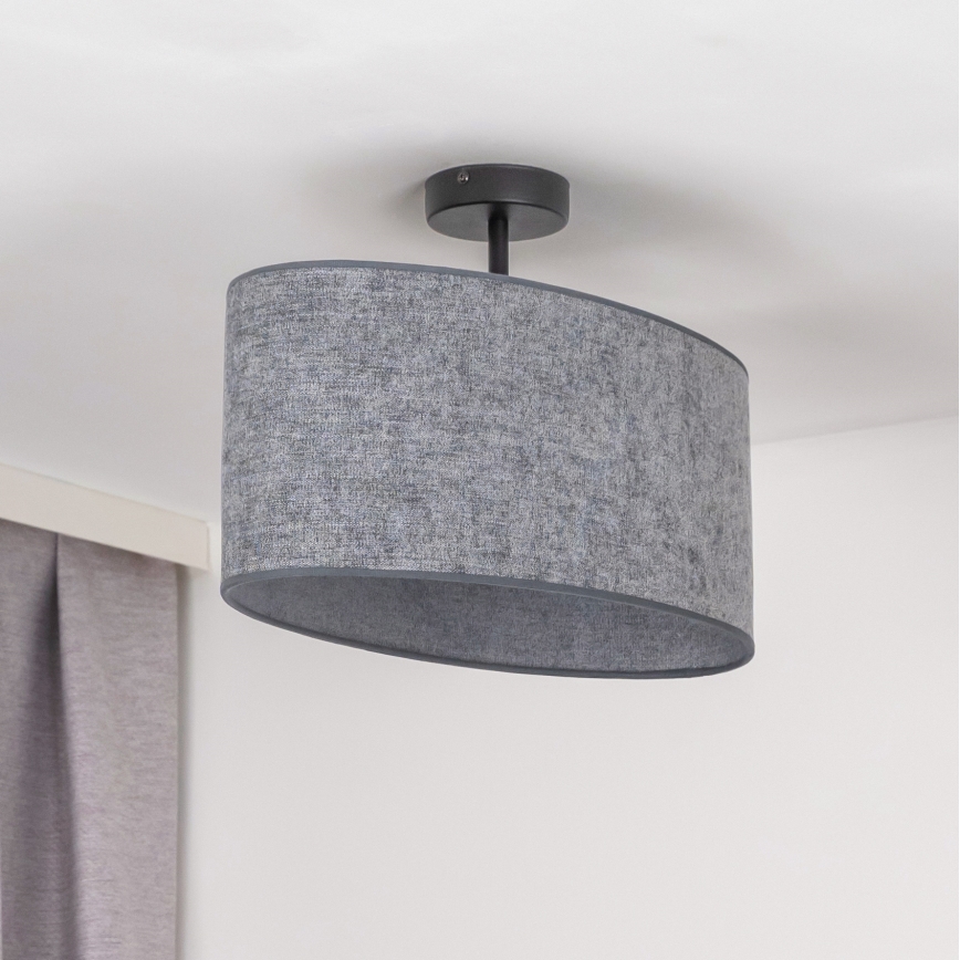 Duolla - Πλαφονιέρα οροφής OVAL 1xE27/15W/230V γκρι
