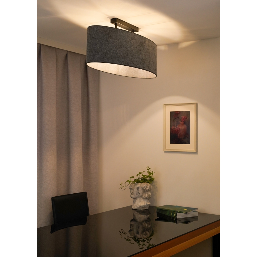 Duolla - Πλαφονιέρα οροφής OVAL 2xE27/15W/230V γκρι