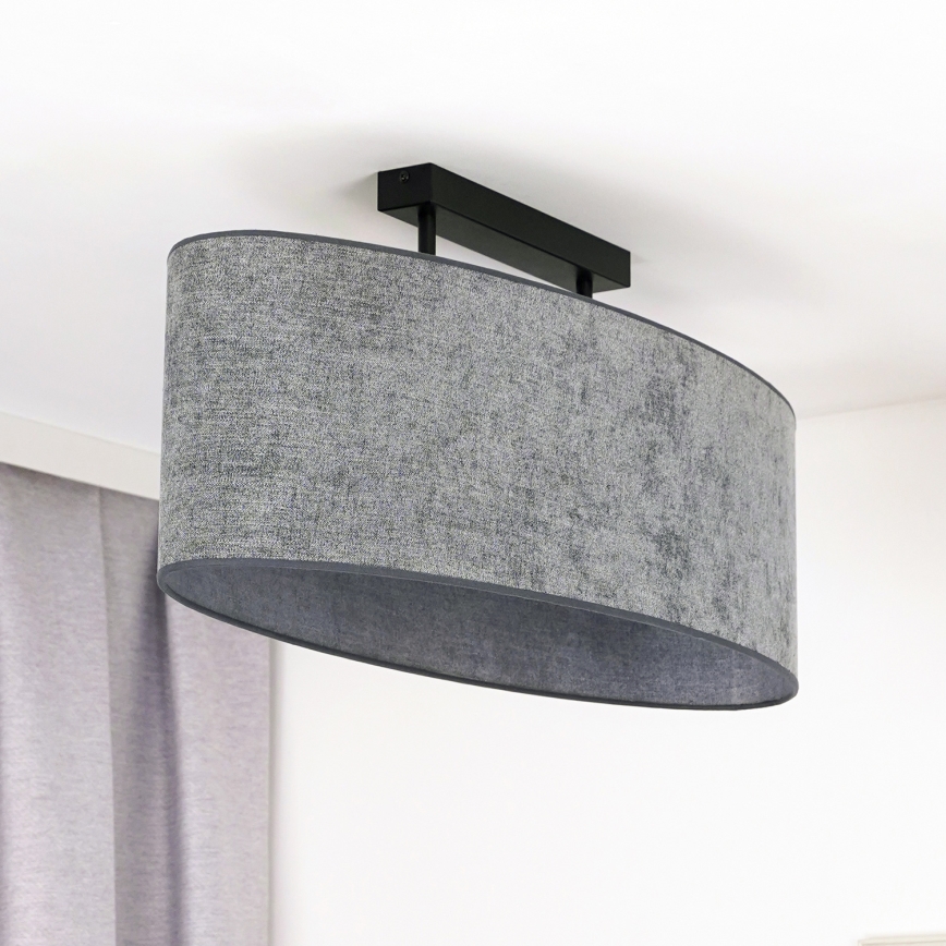 Duolla - Πλαφονιέρα οροφής OVAL 2xE27/15W/230V γκρι