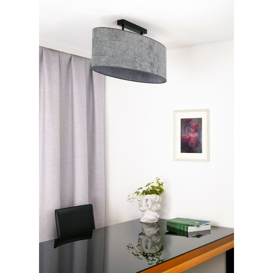 Duolla - Πλαφονιέρα οροφής OVAL 2xE27/15W/230V γκρι