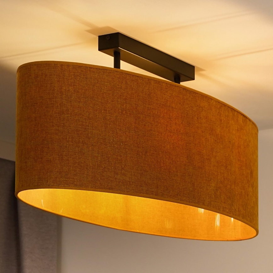 Duolla - Πλαφονιέρα οροφής OVAL 2xE27/15W/230V καφέ