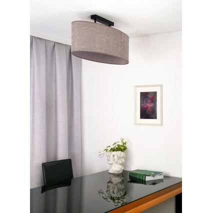 Duolla - Πλαφονιέρα οροφής OVAL 2xE27/15W/230V καφέ