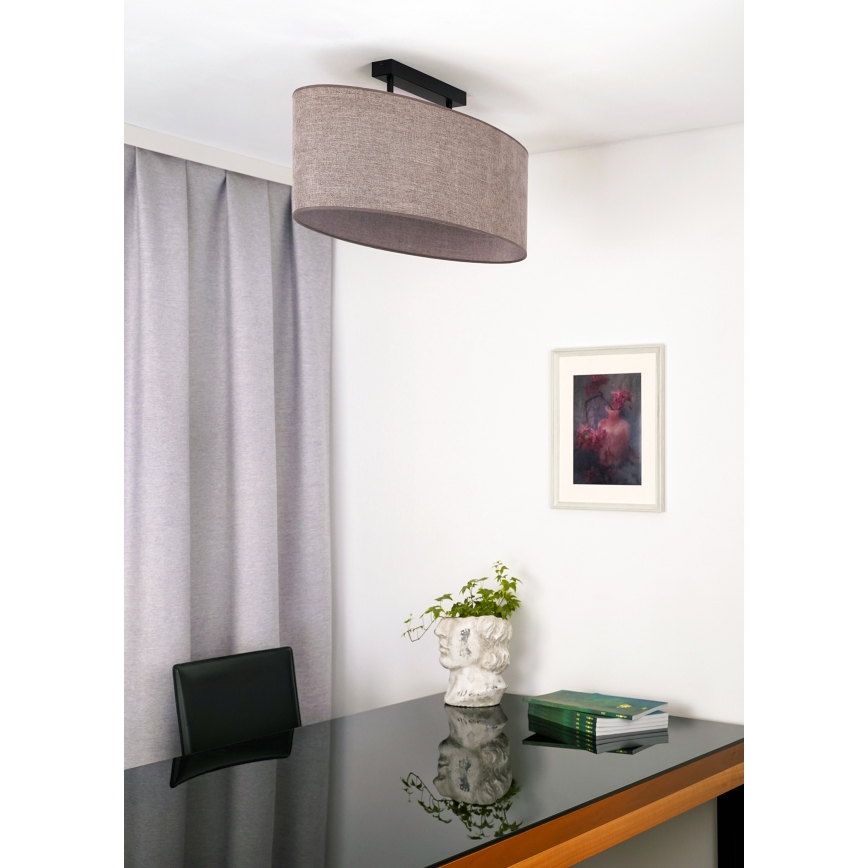 Duolla - Πλαφονιέρα οροφής OVAL 2xE27/15W/230V καφέ