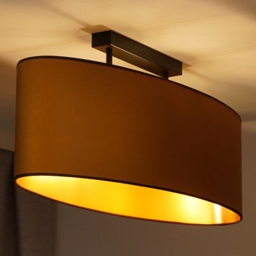 Duolla - Πλαφονιέρα οροφής OVAL VEGAN 2xE27/15W/230V καφέ