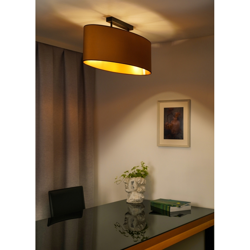 Duolla - Πλαφονιέρα οροφής OVAL VEGAN 2xE27/15W/230V καφέ