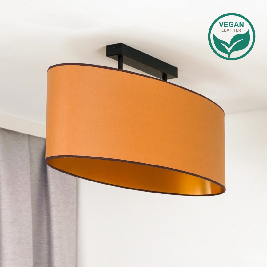 Duolla - Πλαφονιέρα οροφής OVAL VEGAN 2xE27/15W/230V καφέ