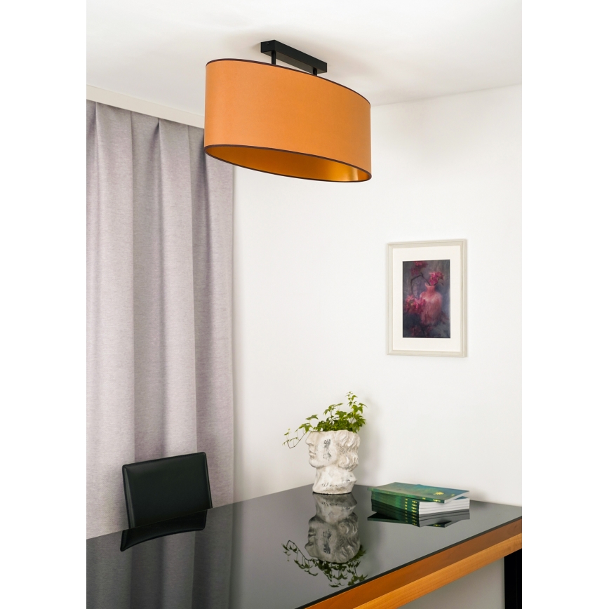 Duolla - Πλαφονιέρα οροφής OVAL VEGAN 2xE27/15W/230V καφέ