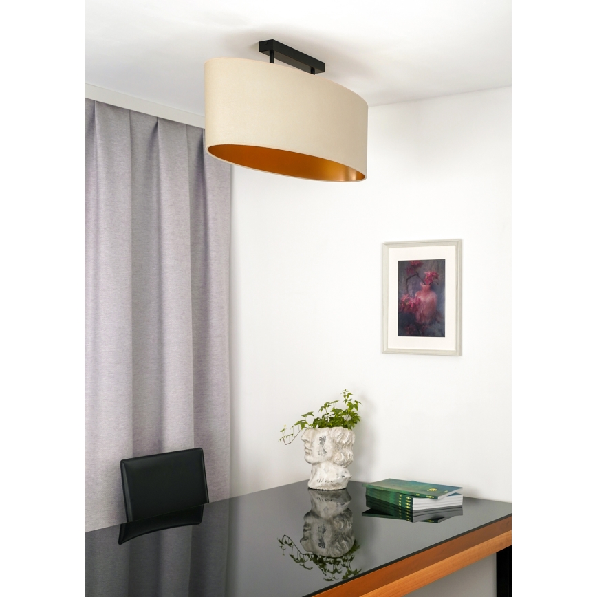 Duolla - Πλαφονιέρα οροφής OVAL VEGAN 2xE27/15W/230V κρεμ