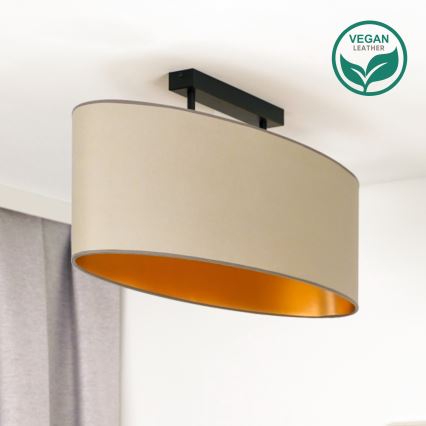 Duolla - Πλαφονιέρα οροφής OVAL VEGAN 2xE27/15W/230V μπεζ