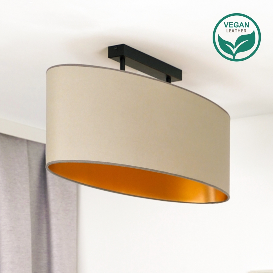 Duolla - Πλαφονιέρα οροφής OVAL VEGAN 2xE27/15W/230V μπεζ