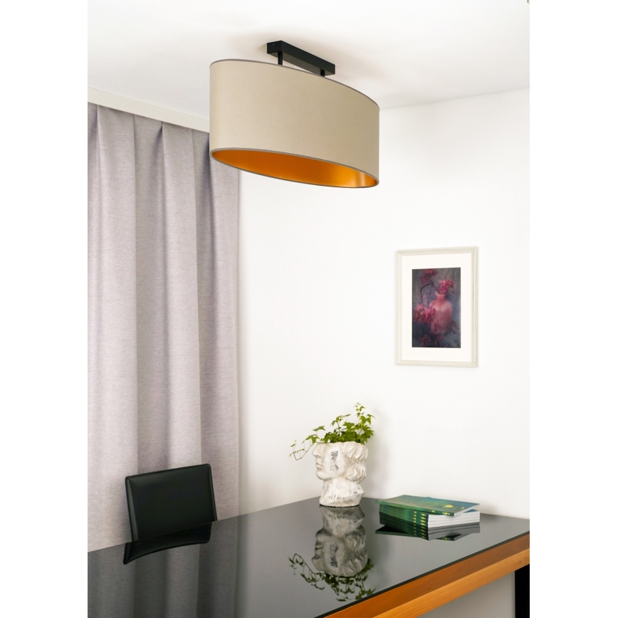 Duolla - Πλαφονιέρα οροφής OVAL VEGAN 2xE27/15W/230V μπεζ