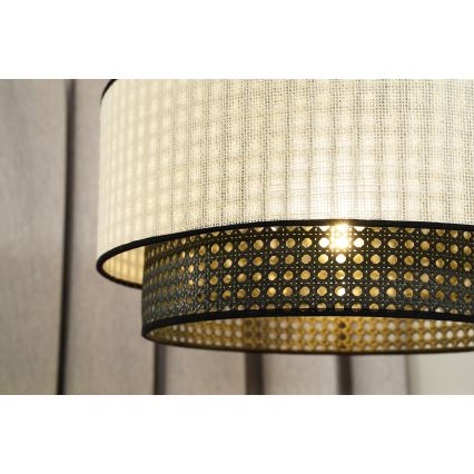 Duolla - Πλαφονιέρα οροφής RATTAN YUTE 1xE27/15W/230V διάμετρος 45 cm κρεμ/μαύρο