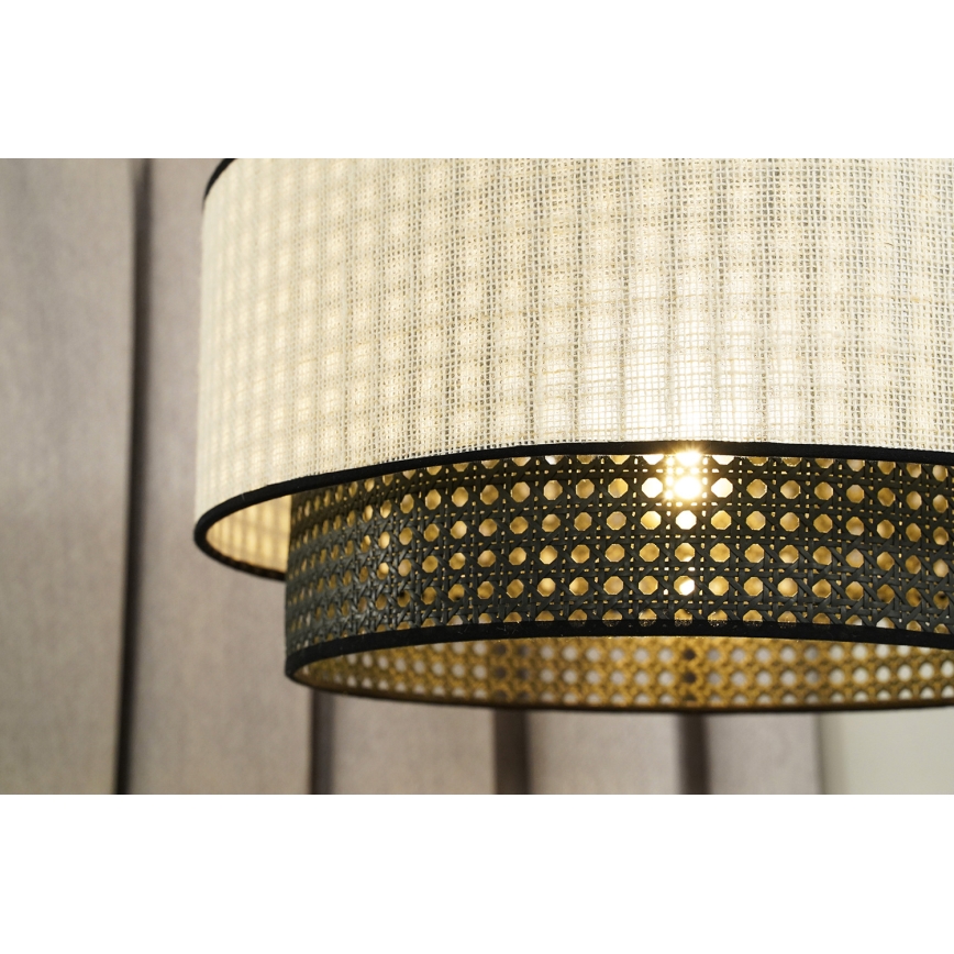 Duolla - Πλαφονιέρα οροφής RATTAN YUTE 1xE27/15W/230V διάμετρος 45 cm κρεμ/μαύρο