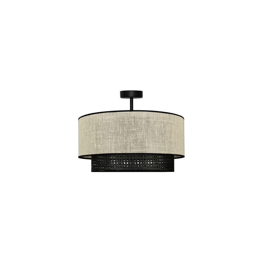 Duolla - Πλαφονιέρα οροφής RATTAN YUTE 1xE27/15W/230V διάμετρος 45 cm κρεμ/μαύρο