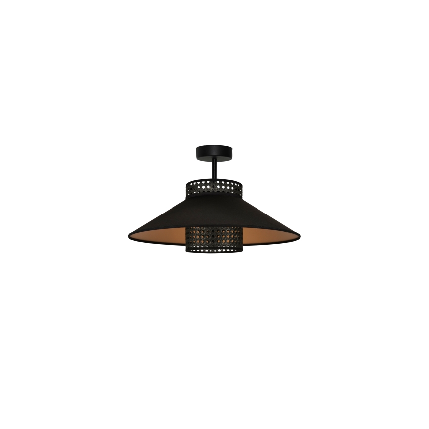 Duolla - Πλαφονιέρα οροφής RIO RATTAN 1xE27/15W/230V διάμετρος 45 cm μαύρο/χρυσό