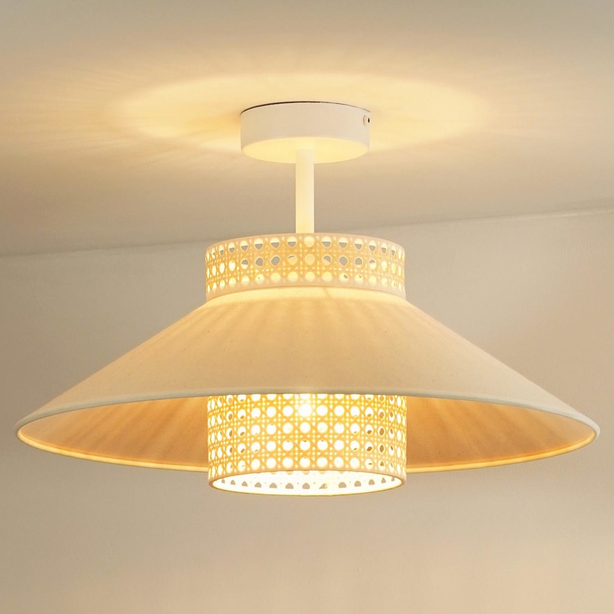 Duolla - Πλαφονιέρα οροφής RIO RATTAN 1xE27/15W/230V διάμετρος 45 cm μπεζ/rattan