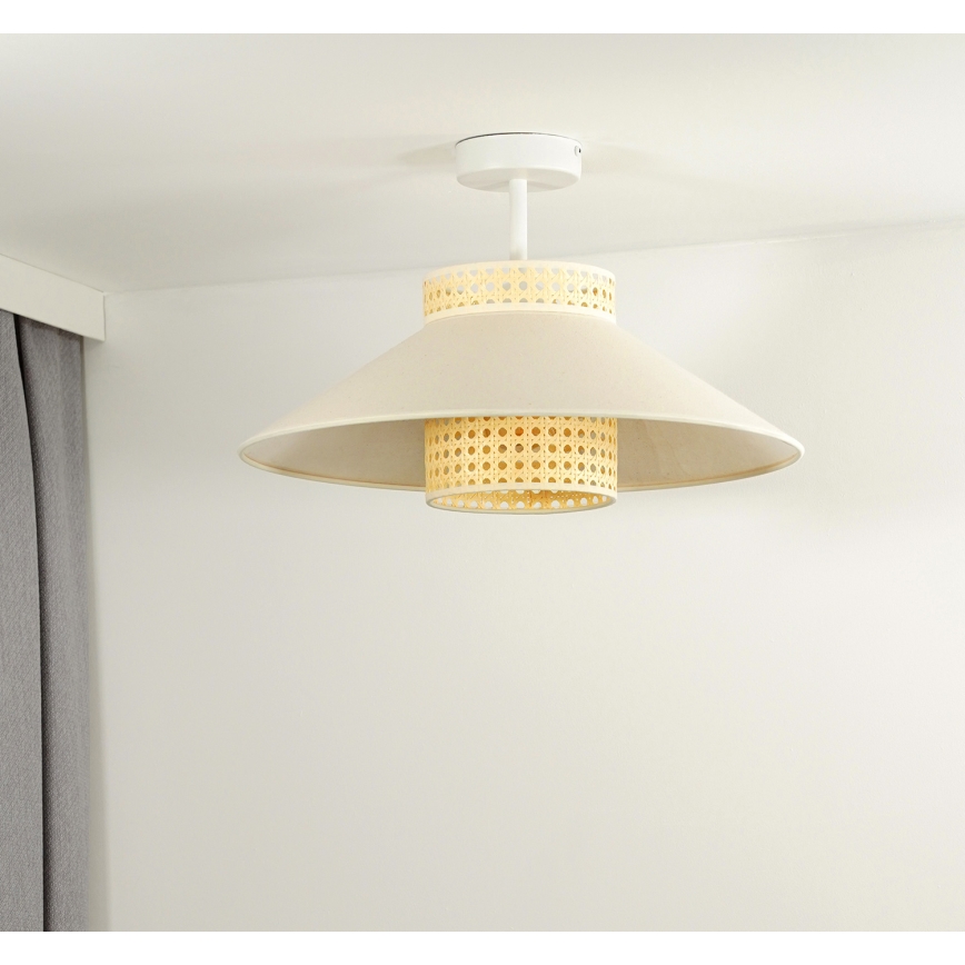 Duolla - Πλαφονιέρα οροφής RIO RATTAN 1xE27/15W/230V διάμετρος 45 cm μπεζ/rattan