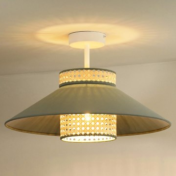 Duolla - Πλαφονιέρα οροφής RIO RATTAN 1xE27/15W/230V διάμετρος 45 cm πράσινο/rattan