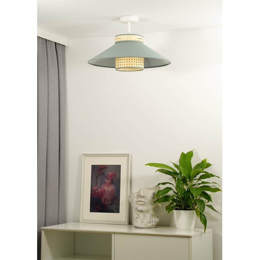 Duolla - Πλαφονιέρα οροφής RIO RATTAN 1xE27/15W/230V διάμετρος 45 cm πράσινο/rattan