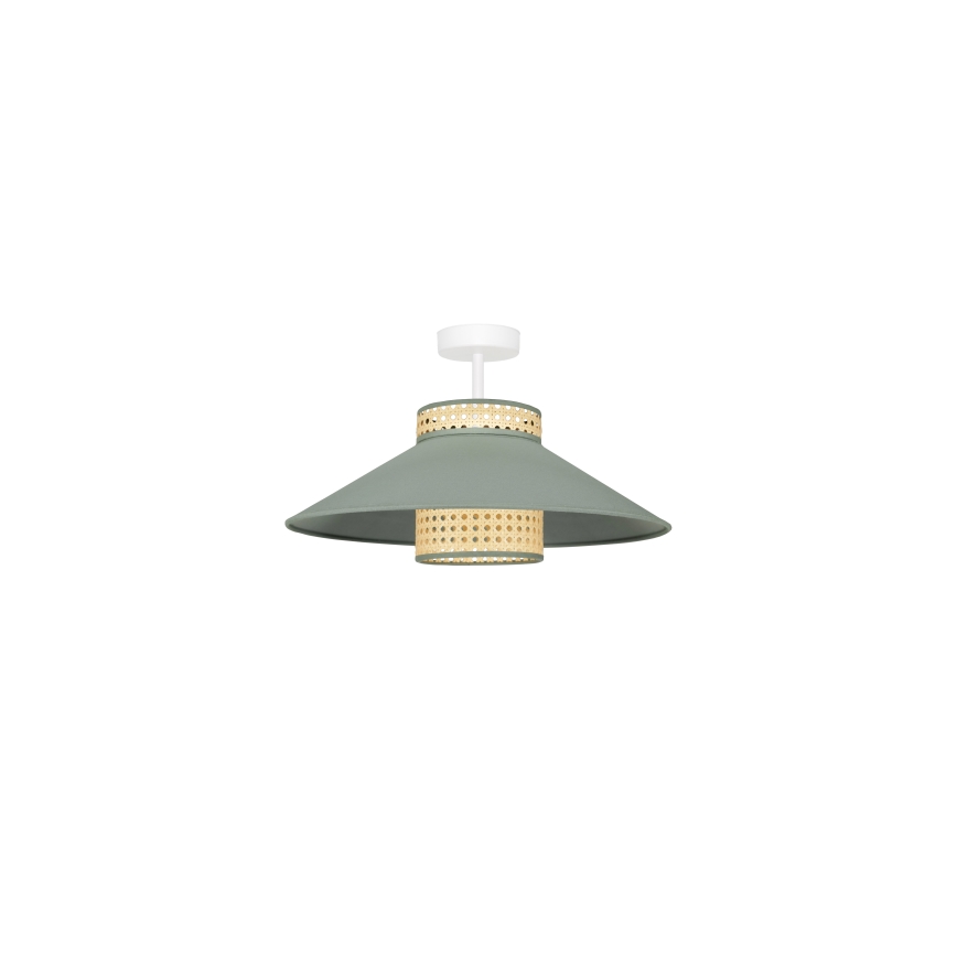 Duolla - Πλαφονιέρα οροφής RIO RATTAN 1xE27/15W/230V διάμετρος 45 cm πράσινο/rattan