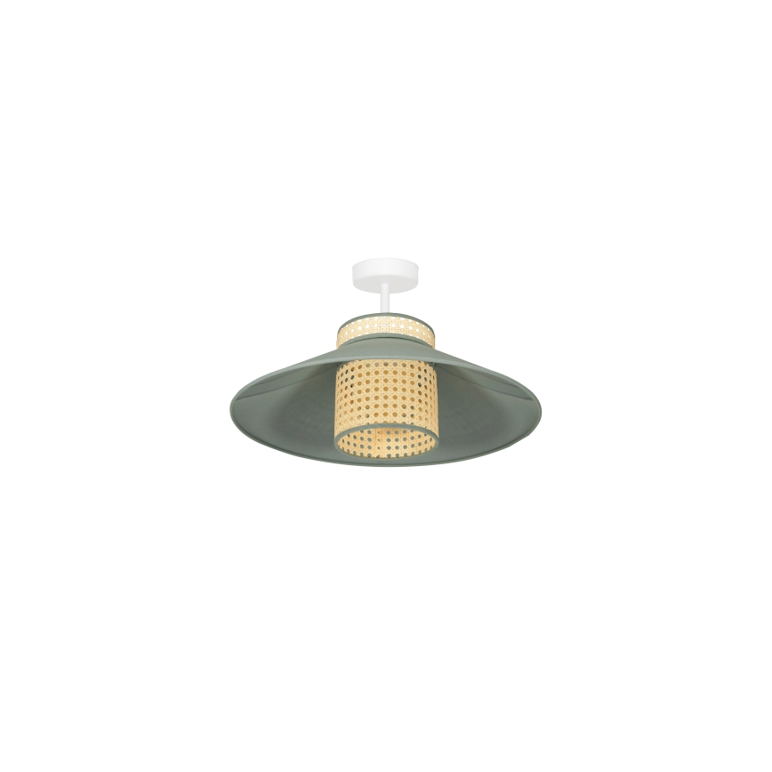 Duolla - Πλαφονιέρα οροφής RIO RATTAN 1xE27/15W/230V διάμετρος 45 cm πράσινο/rattan