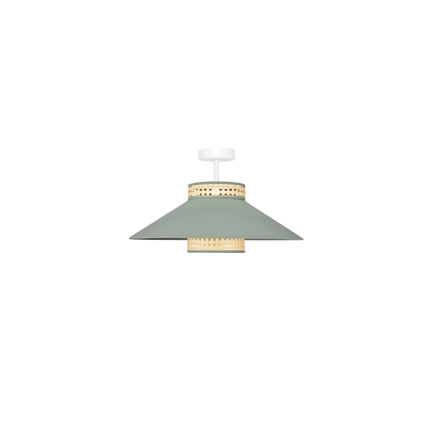 Duolla - Πλαφονιέρα οροφής RIO RATTAN 1xE27/15W/230V διάμετρος 45 cm πράσινο/rattan