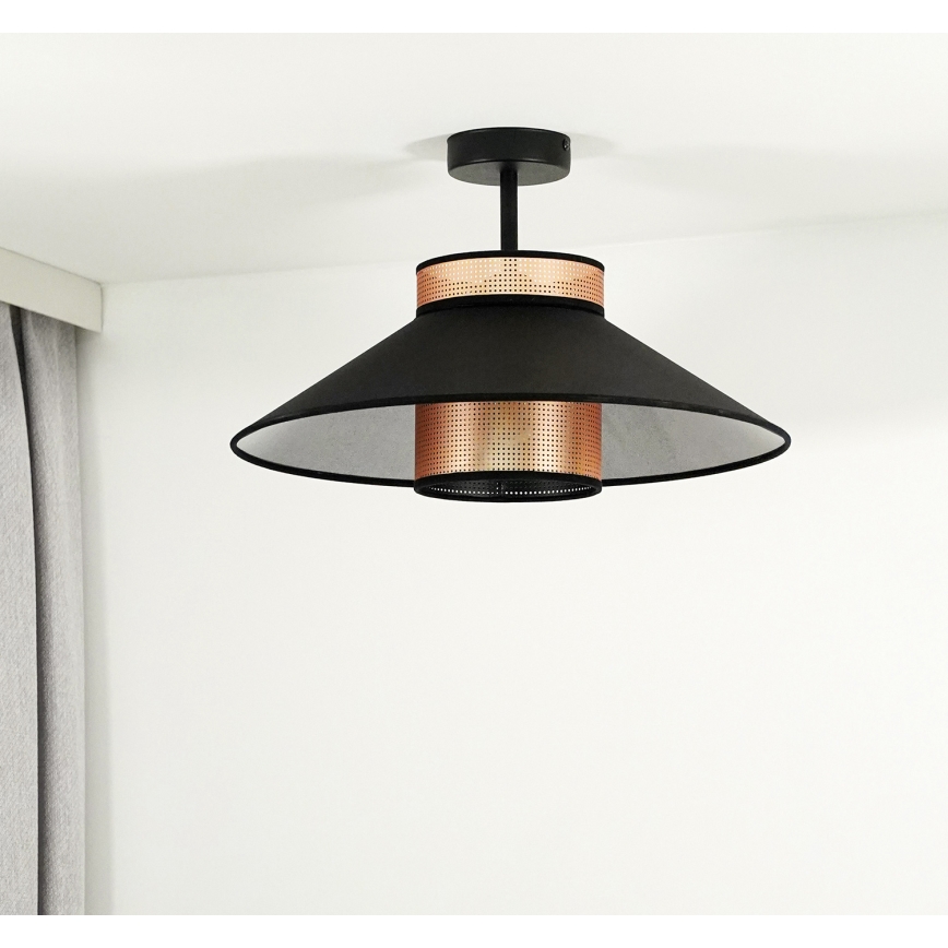 Duolla - Πλαφονιέρα οροφής RIO SHINY 1xE27/15W/230V διάμετρος 45 cm μαύρο/χαλκός