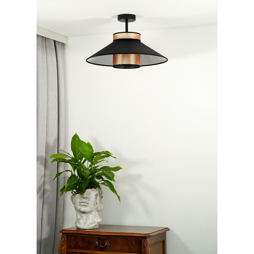 Duolla - Πλαφονιέρα οροφής RIO SHINY 1xE27/15W/230V διάμετρος 45 cm μαύρο/χαλκός